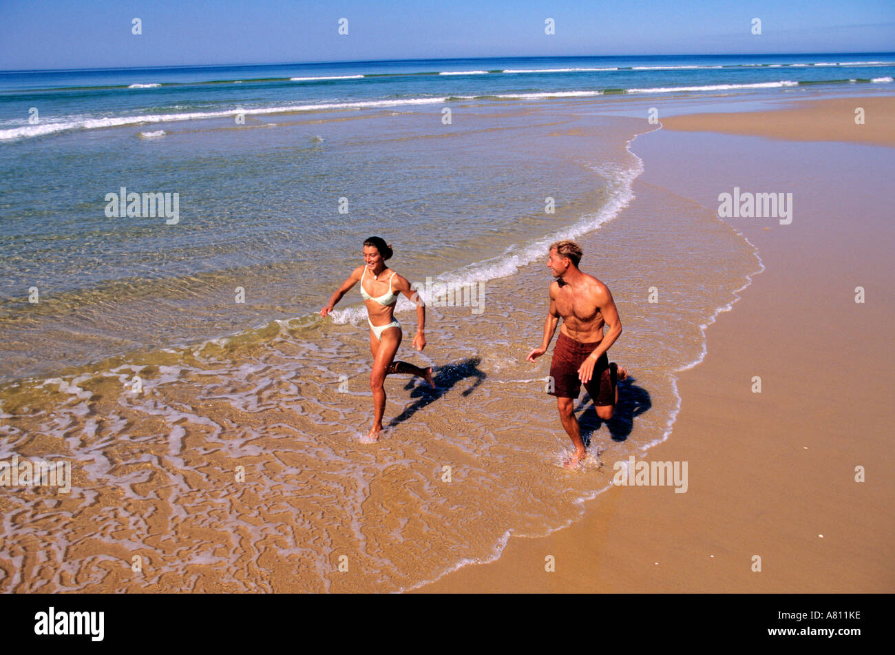 France, Landes, Biscarrosse beach (Model Release OK) Stock Photo