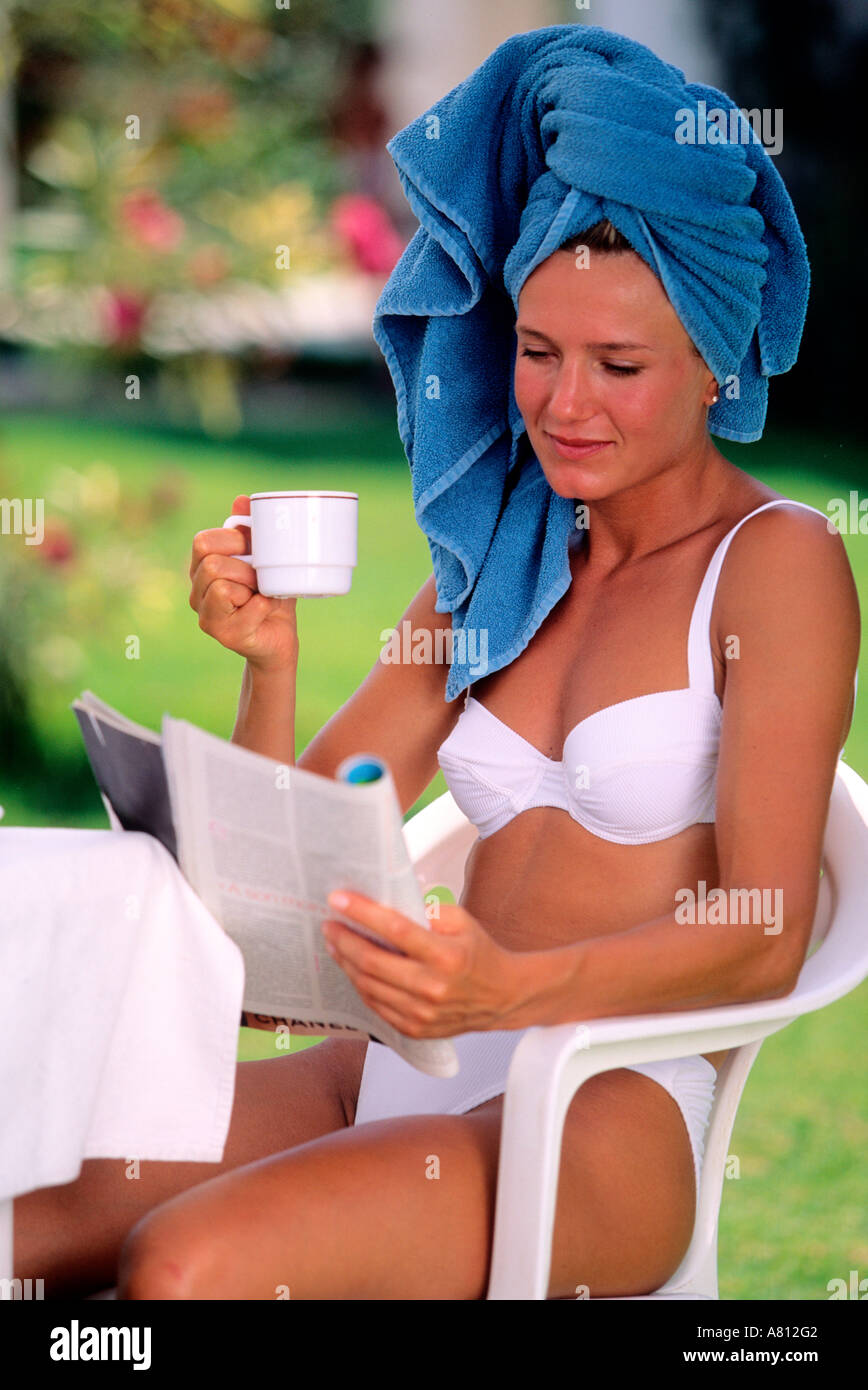 Tunisia, breakfast (Model Release OK) Stock Photo