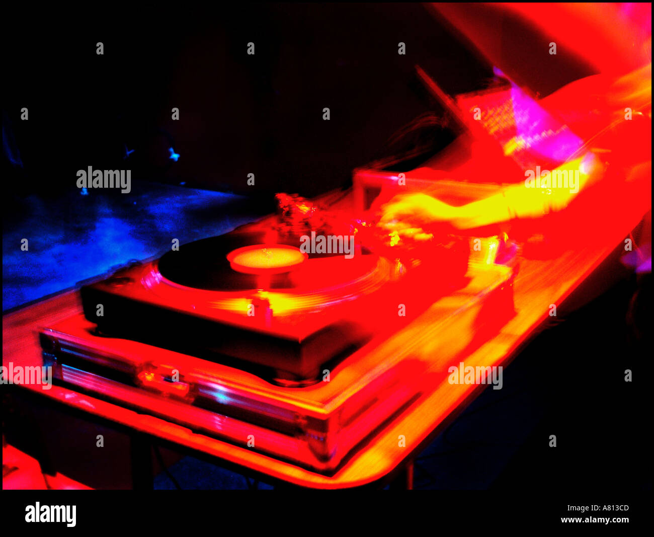 Dj At His Turntables Stock Photo Alamy