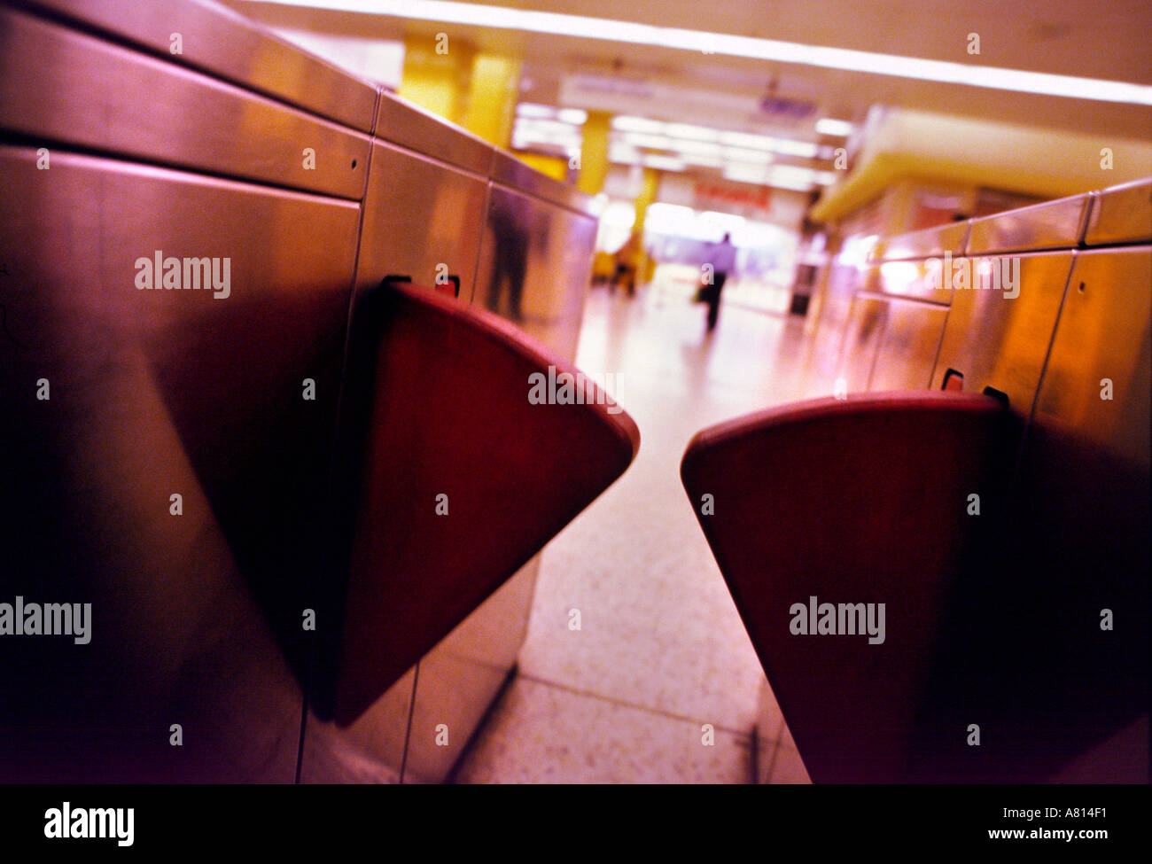Automatic gates at train station Stock Photo Alamy