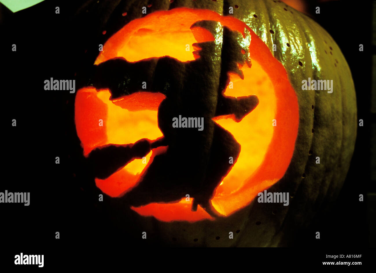 United States, Massachusetts, Halloween festivals, carved pumpkin Stock Photo