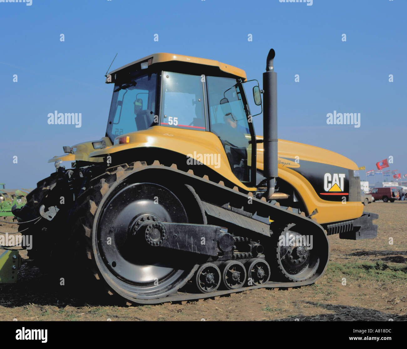 CAT Challenger crawler tractor (a state of the art tractor with one piece moulded rubber tracks). Stock Photo
