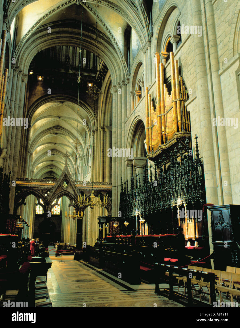 Choir Stalls And Organ Interior Of Durham Cathedral Durham