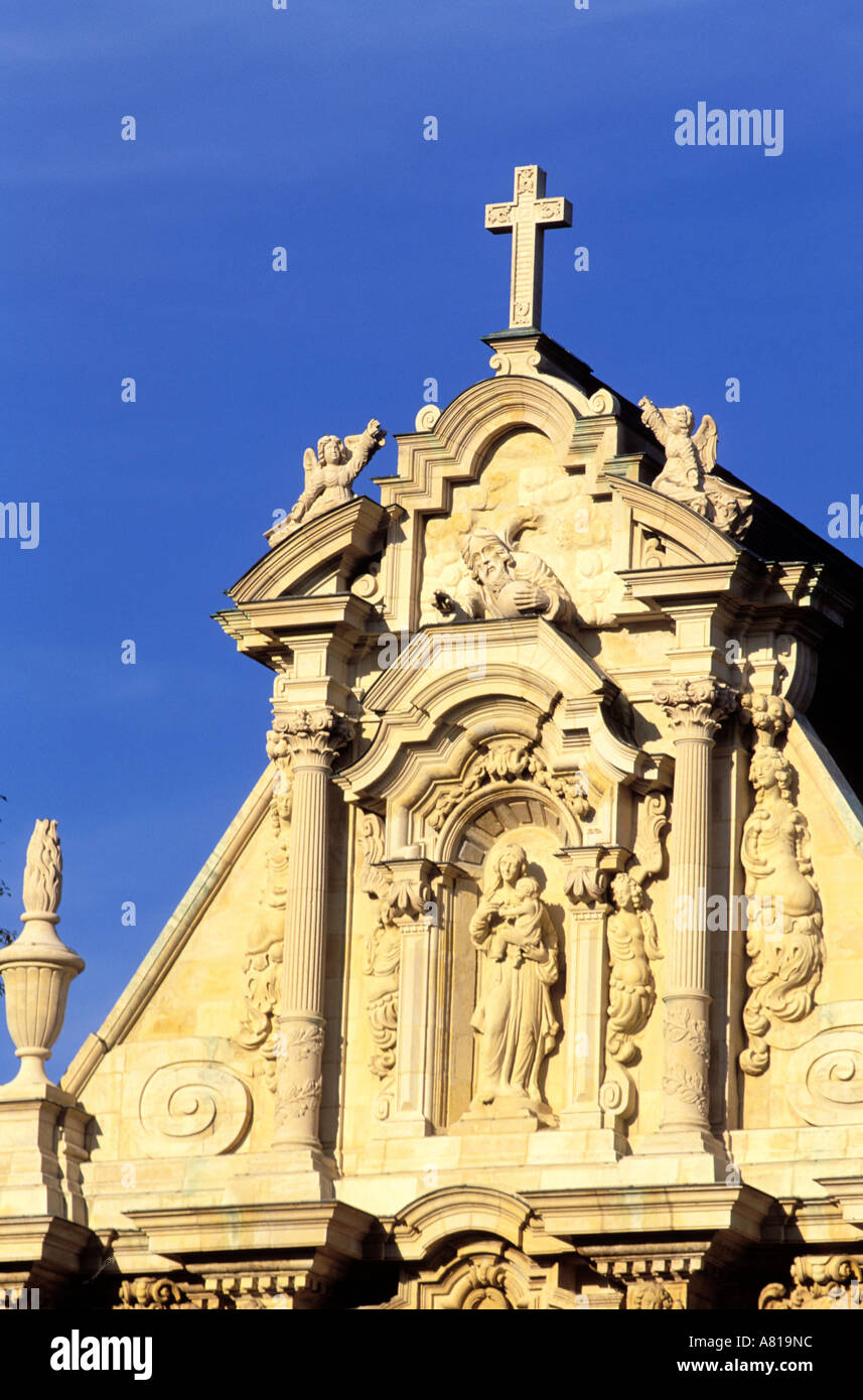 France, Nievre, Nevers, detail of the baroque styled frontage of Sainte Marie Chapel Stock Photo