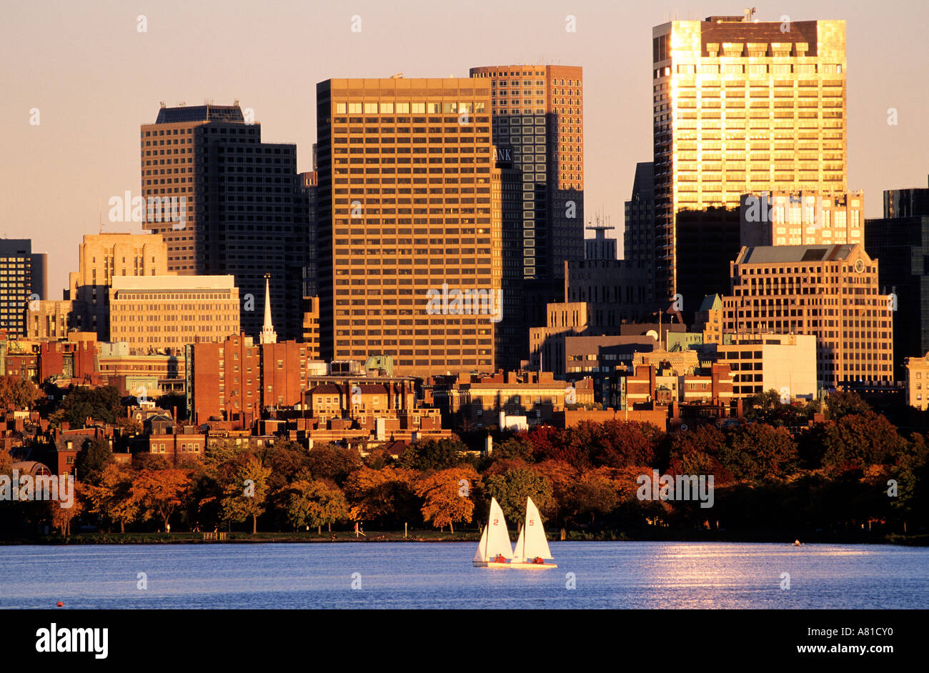 United States, Massachussets, Boston, sail boats on the Charles river Stock Photo