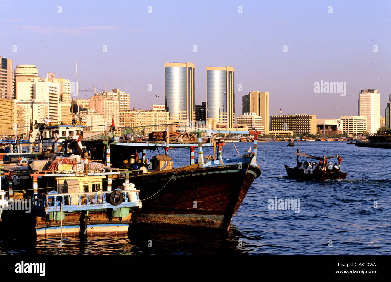 United Arab Emirates, Dubai, Dubai Creek, the traditional harbour, water taxis Stock Photo