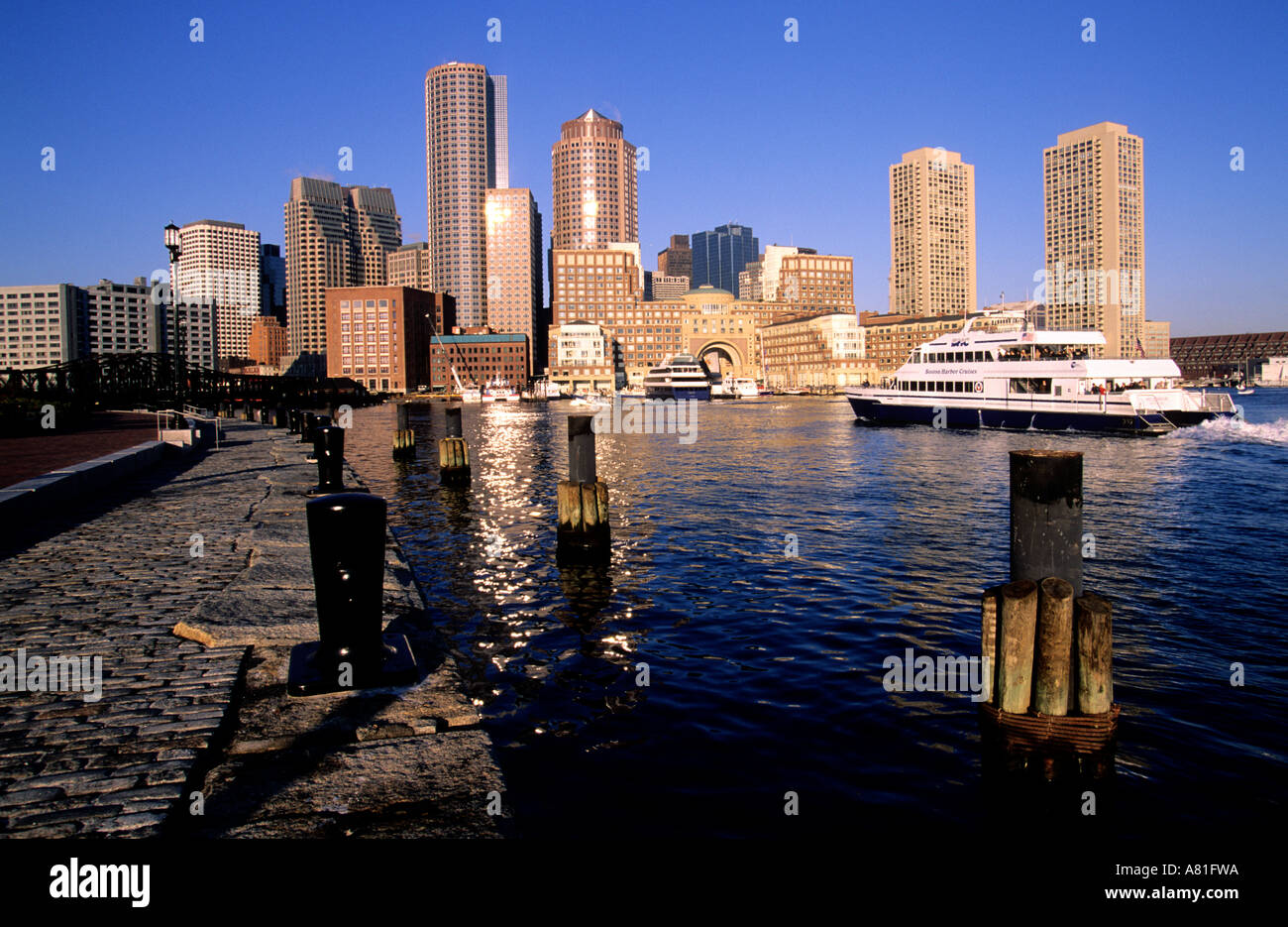 United States, Massachusetts, Boston, harbor and downtown area Stock Photo