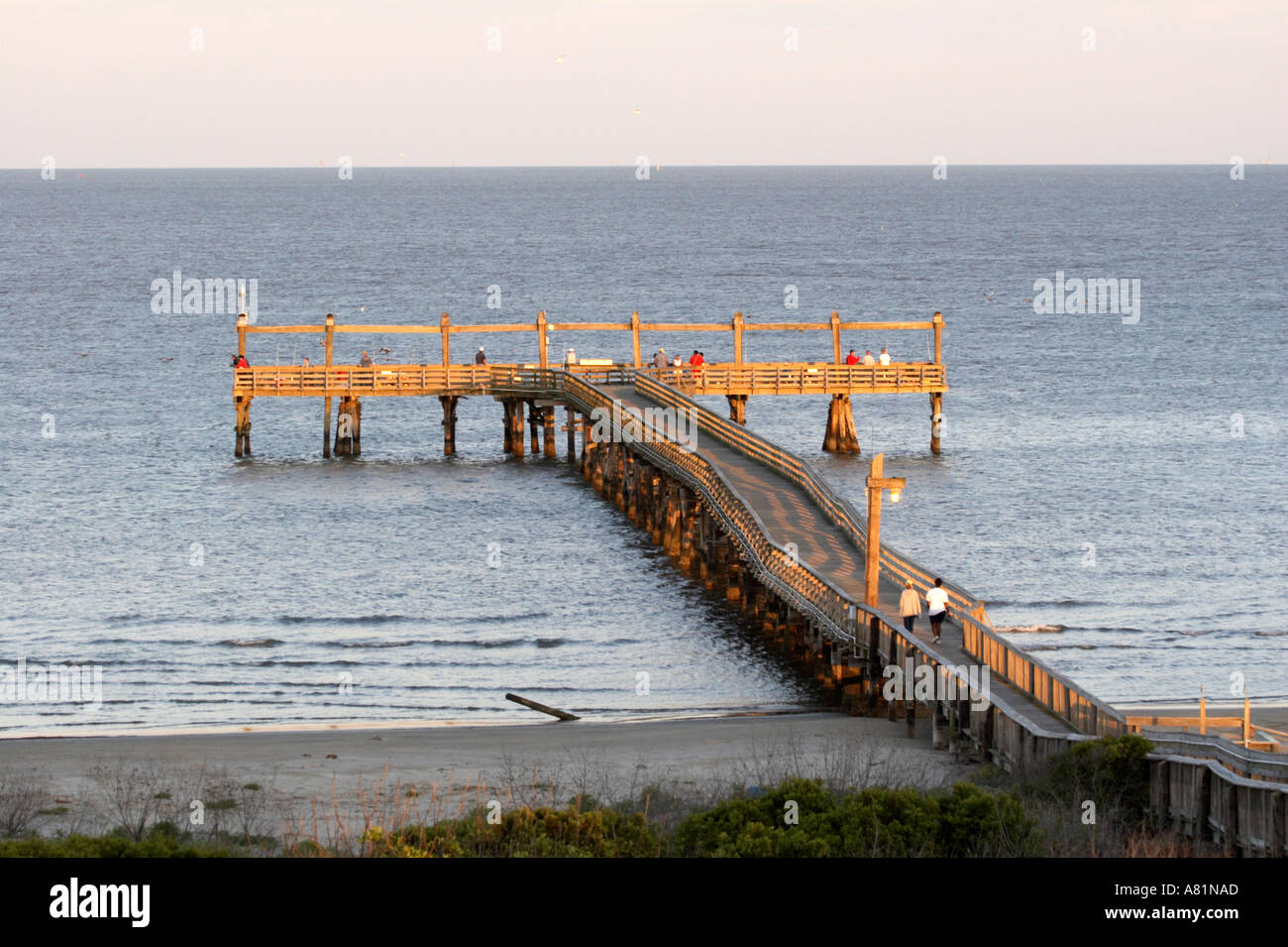 The fishing pier at Grand Isle State Park Grand Isle Louisiana Stock