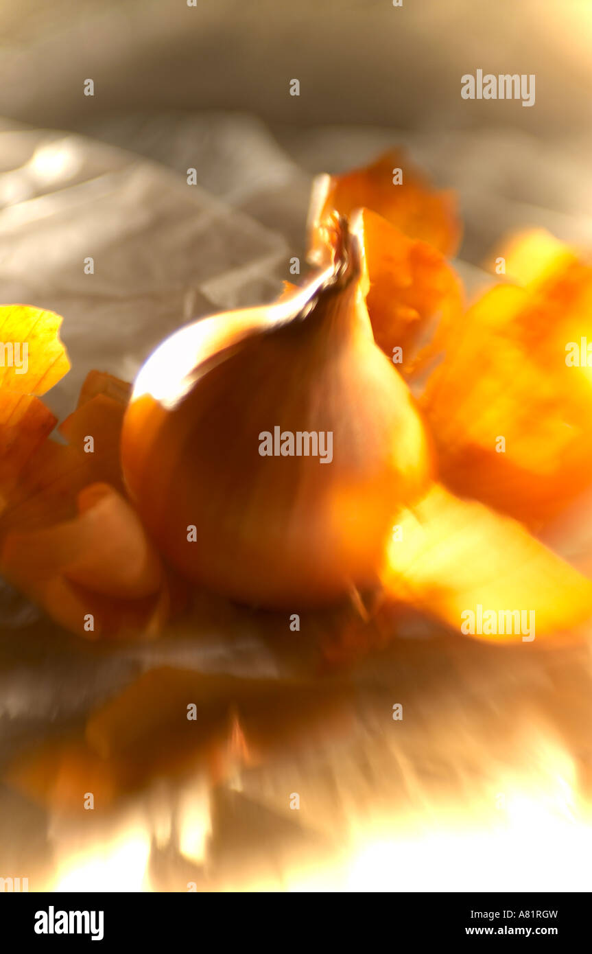 unwrapped onion on tissue paper Stock Photo Alamy