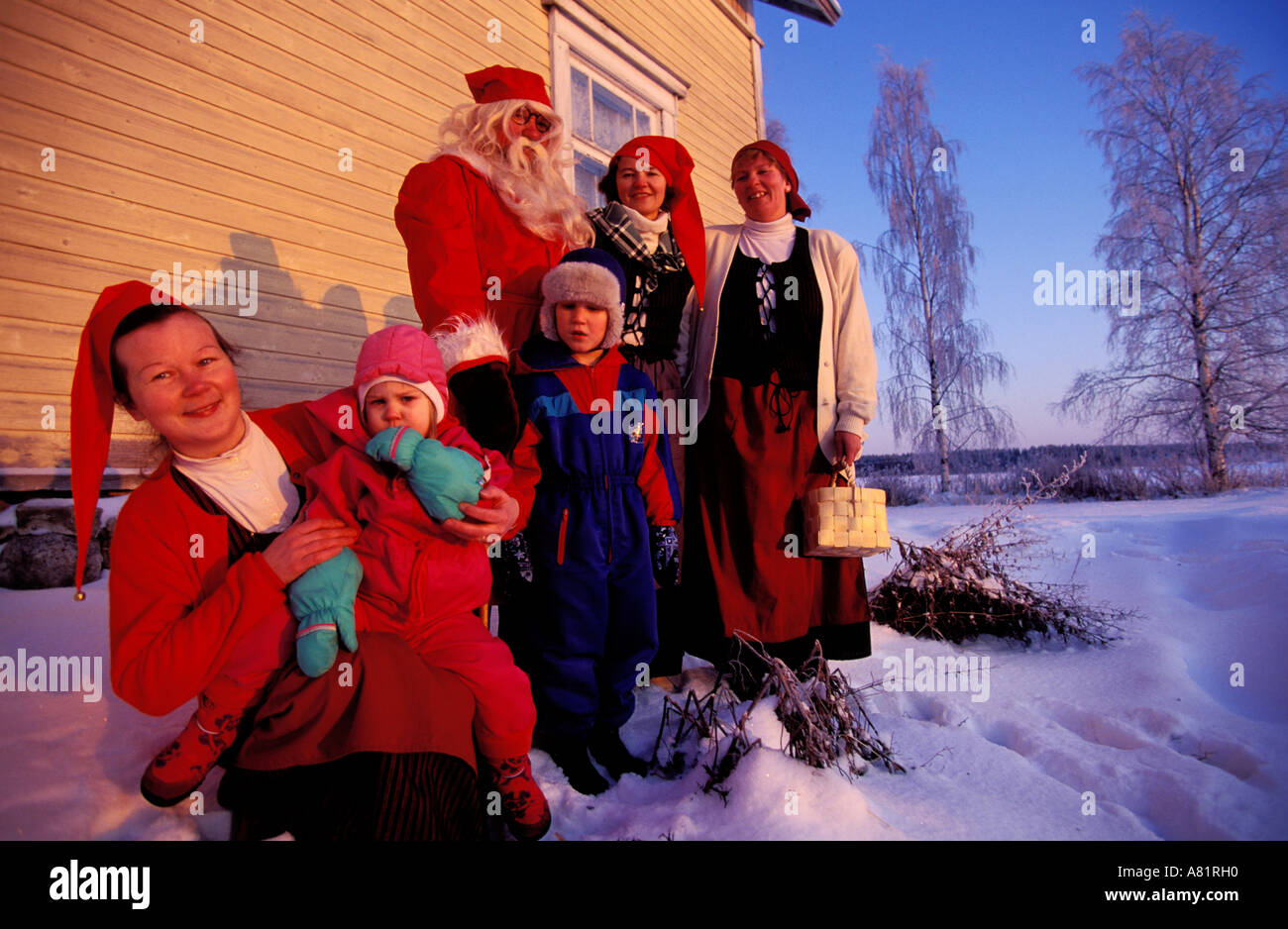 Finland, Karelia, near the Lake Pielinen, Valtimo village, village meeting on Christmas Eve Stock Photo