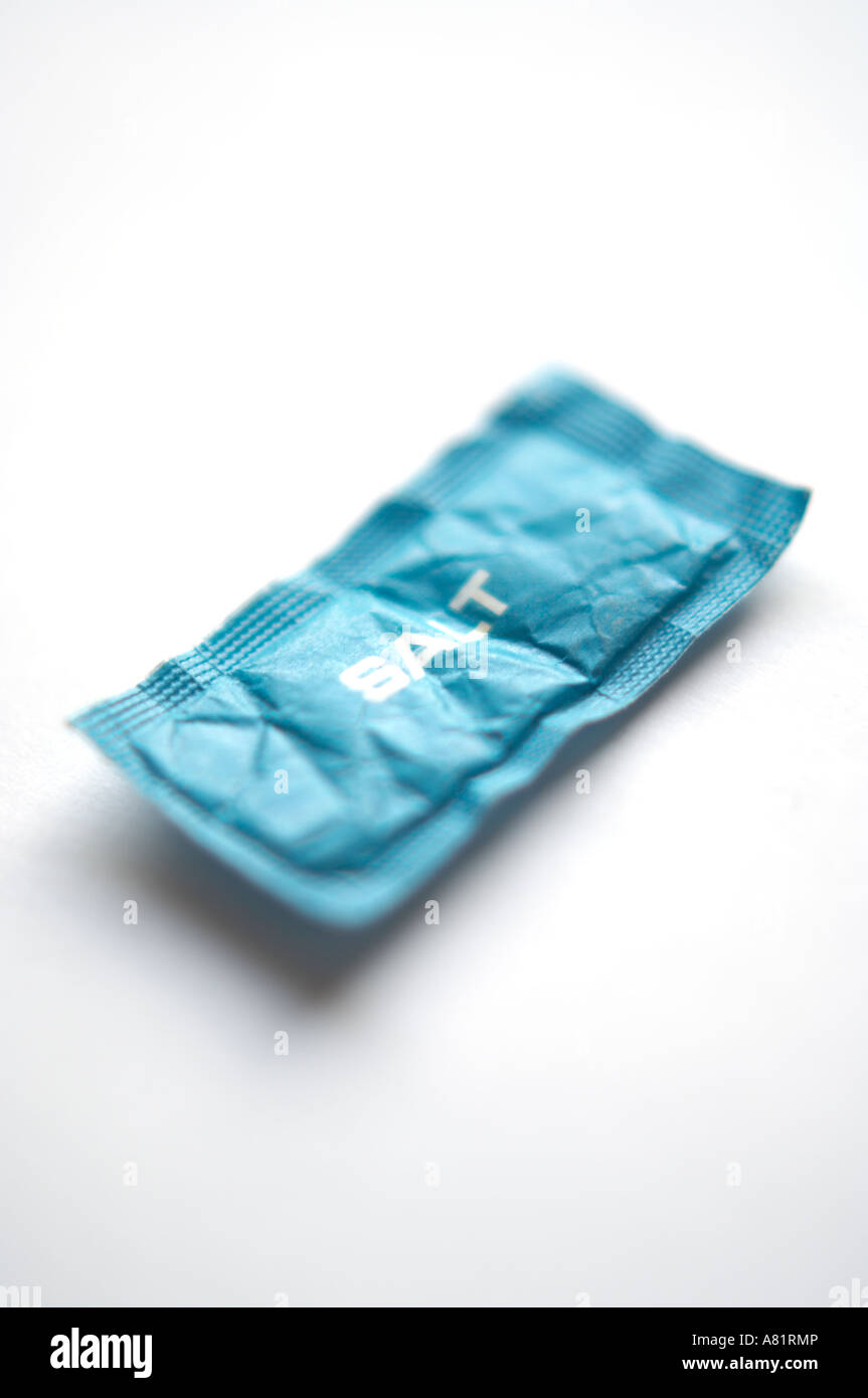 Mini Sacket Salt small satchet of salt Stock Photo - Alamy