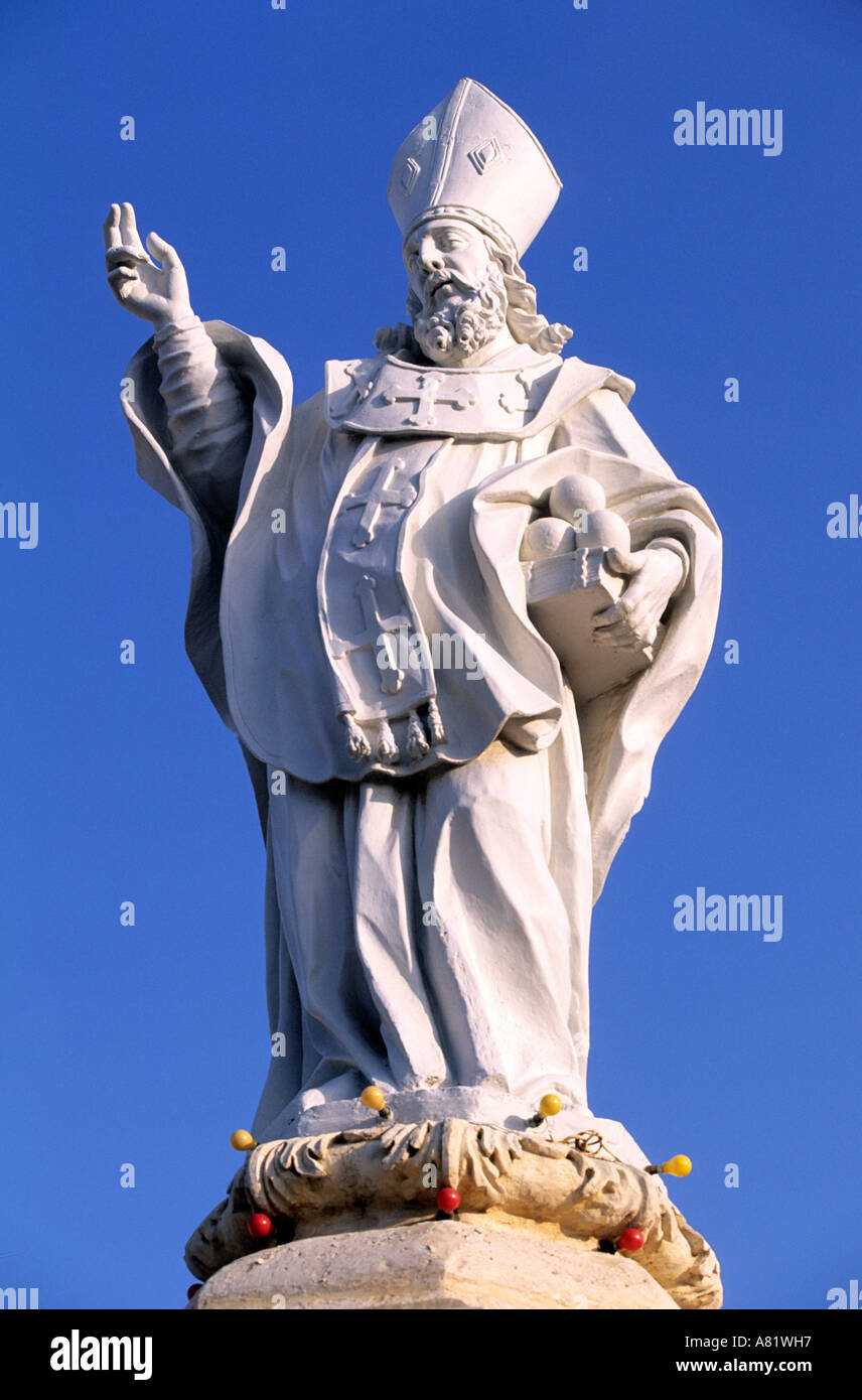 Malta, Siggiewi, Saint Nicholas' statue Stock Photo