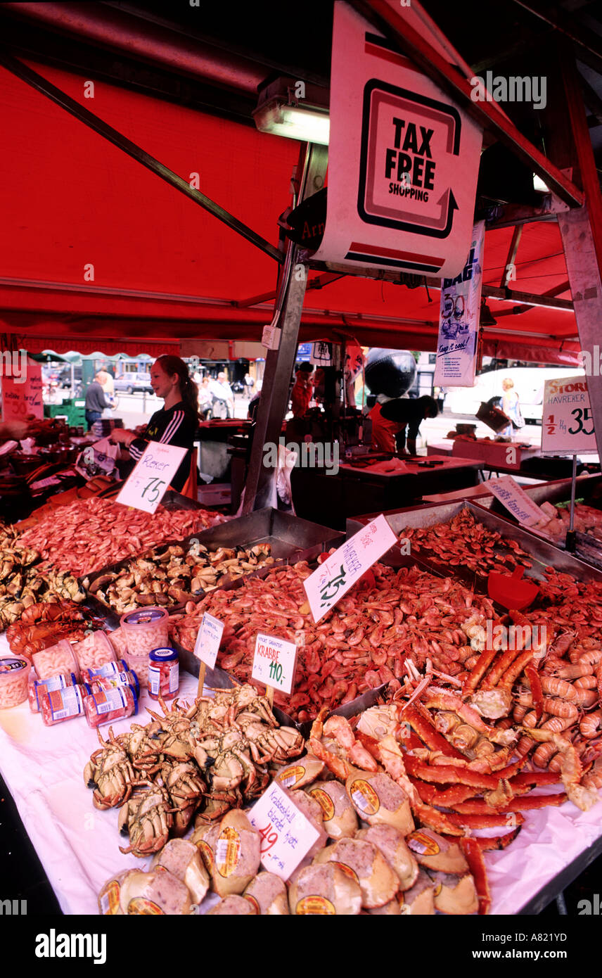 Norway, Western Fjords region, Bergen, fish market on Square