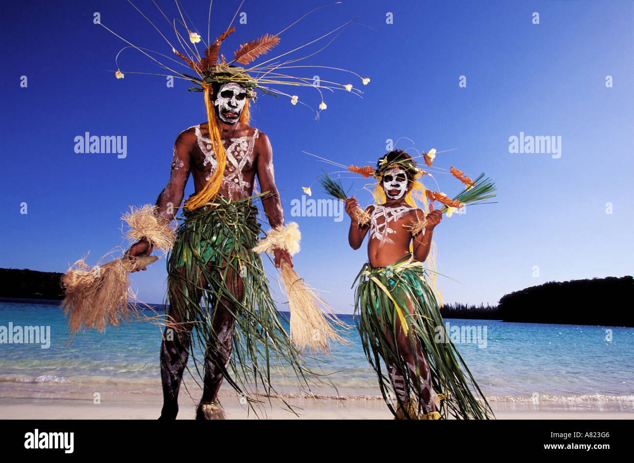 France, New Caledonia, Pine island, Wapan dancers in traditional