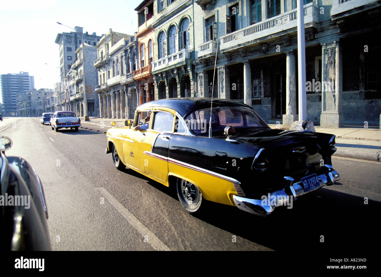 Cuba, province of Havana, discovering the city in an “old americanîcar (Chevrolet 57) Stock Photo
