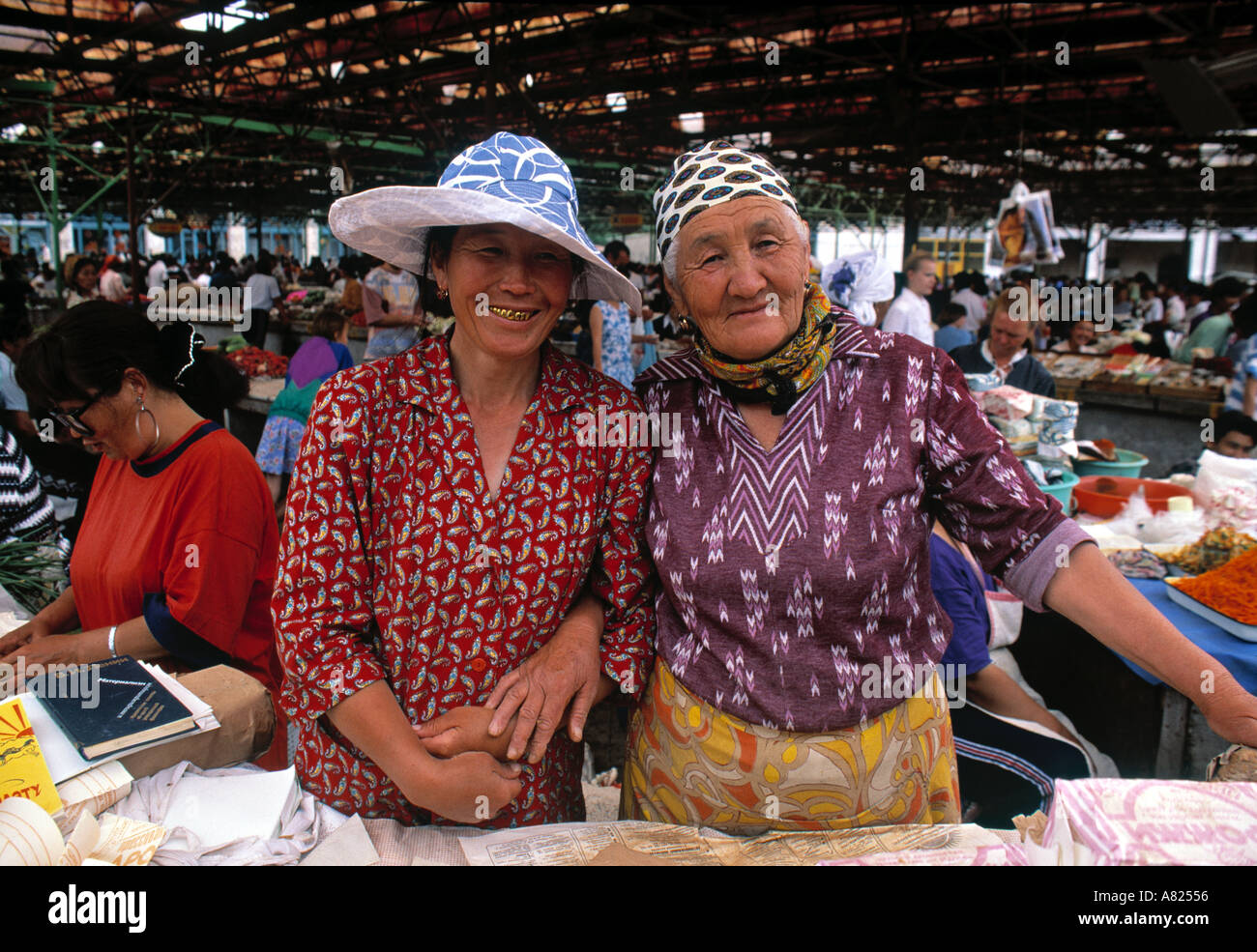 Market traders, Samarkand, Uzbekistan Stock Photo