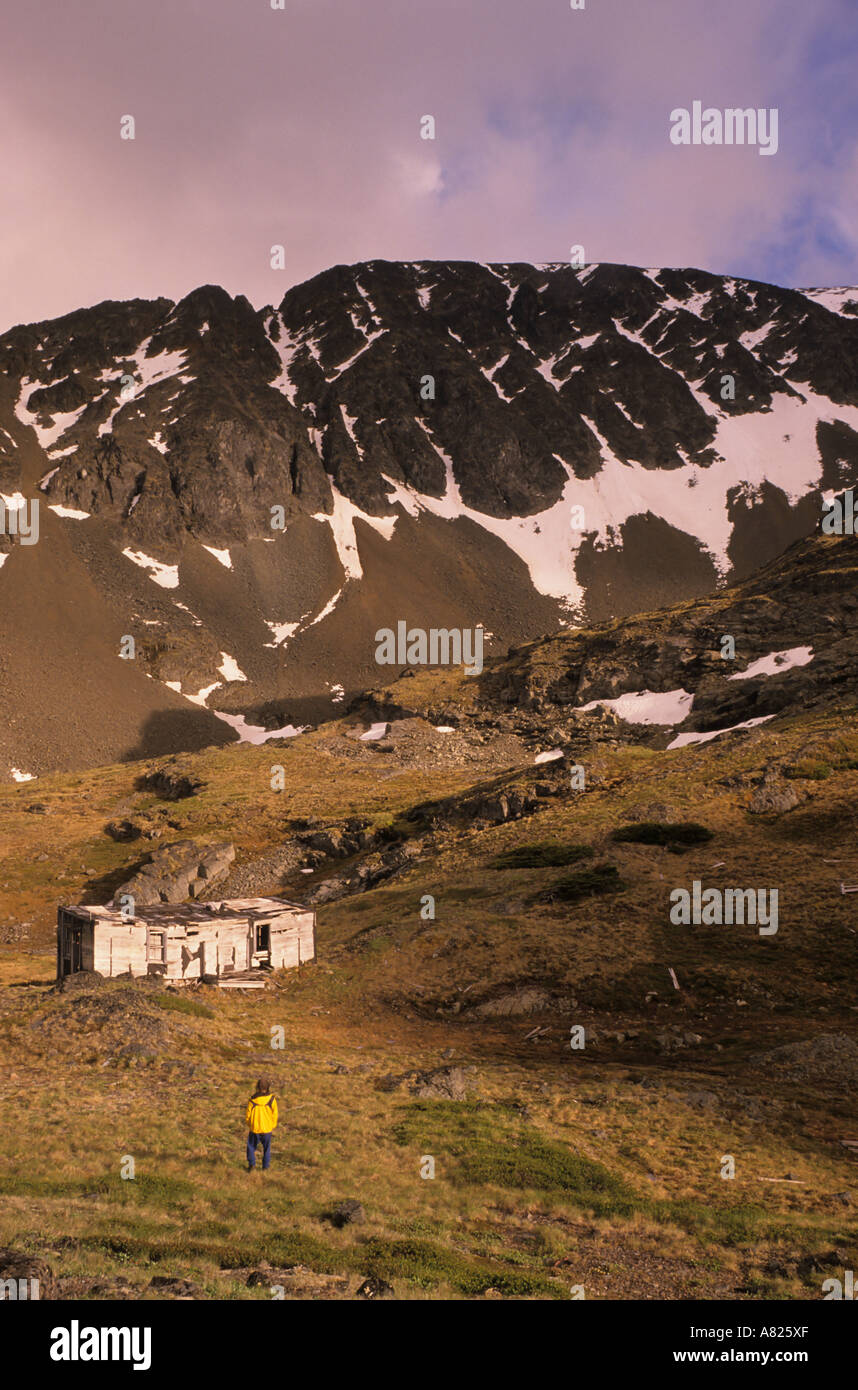 Hiking at old mine site Hunter Basin Telkwa Mountains British Columbia Stock Photo