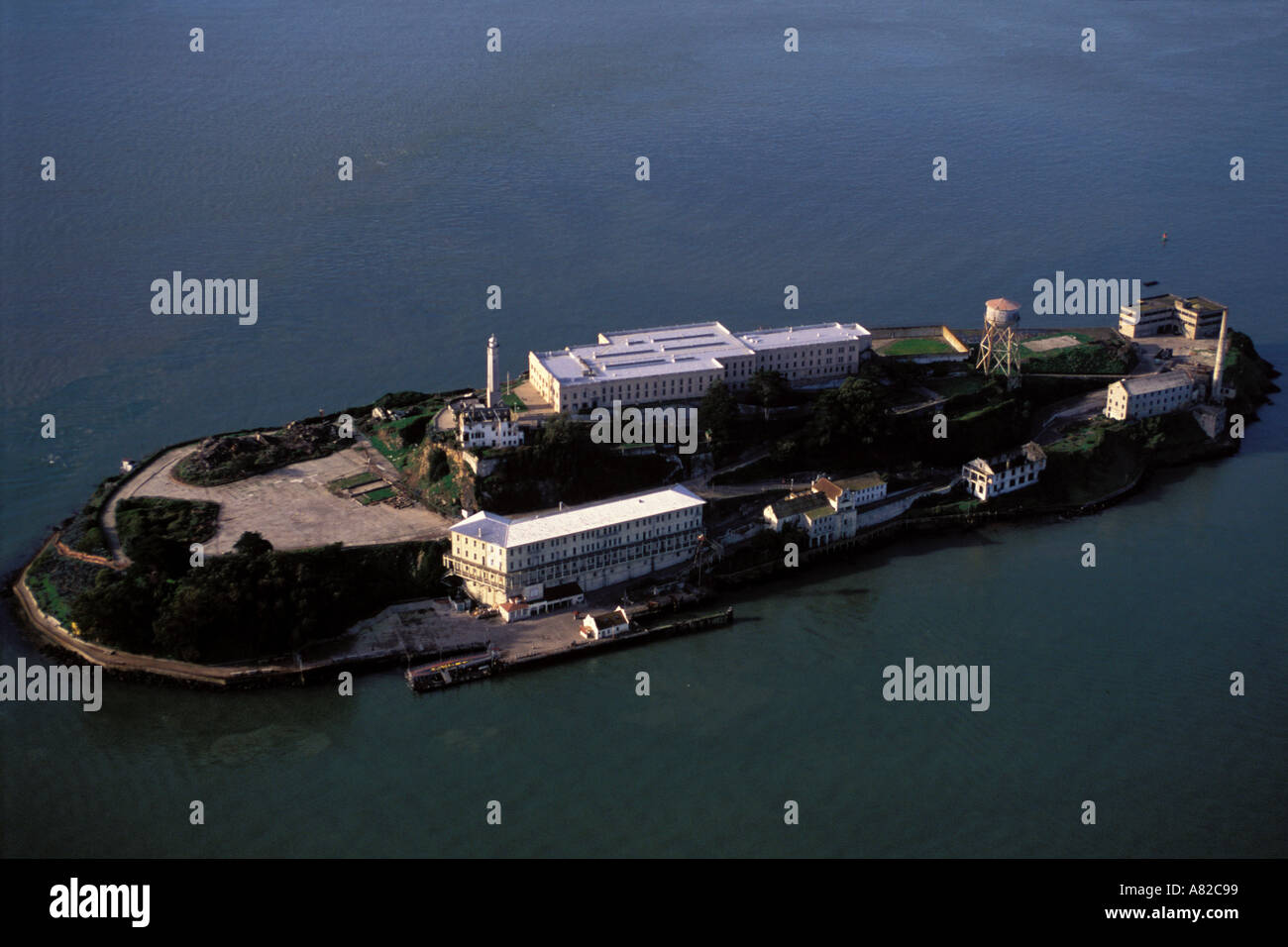 California, San Francisco Bay, Alcatraz Island from the air Stock Photo