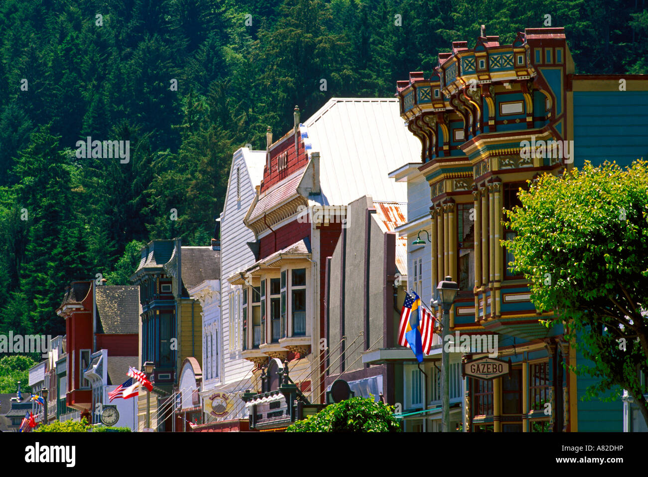 Victorian buildings on Main Street Ferndale California Stock Photo Alamy