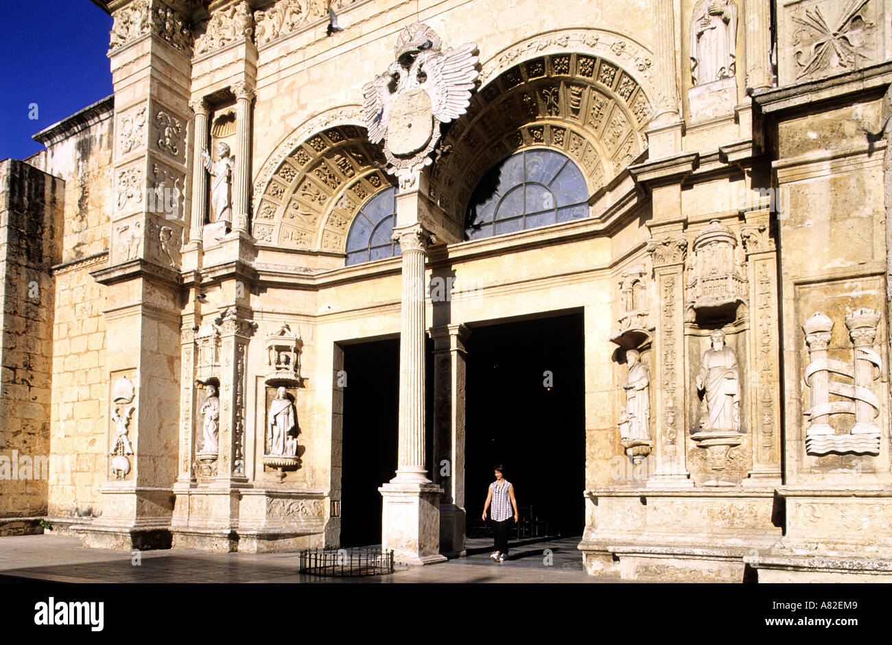 Dominican Republic, the old colonial city of Santo Domingo, Santa Maria la Menor cathedral Stock Photo