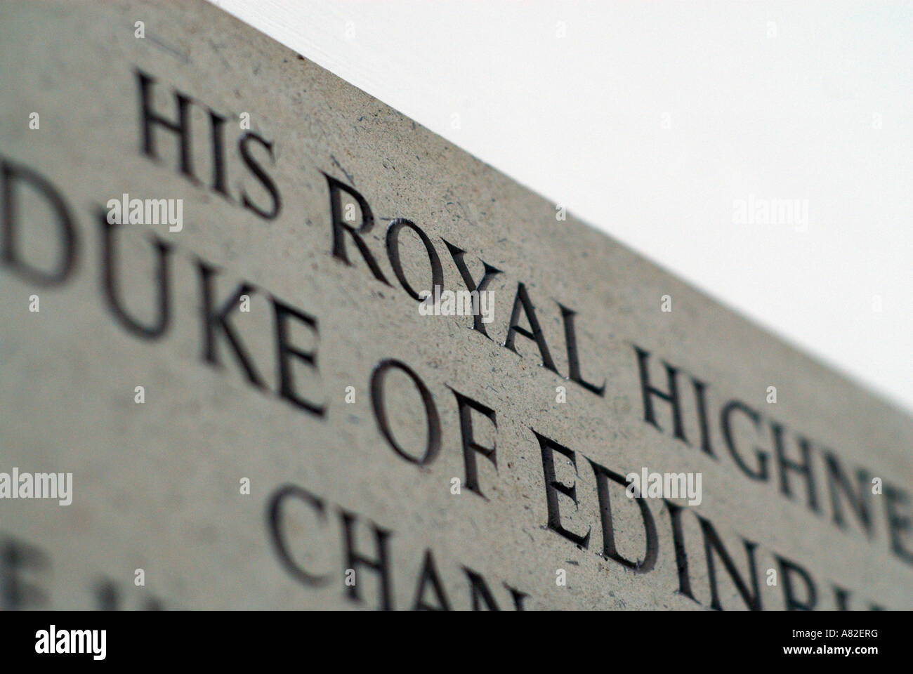 Plaque on wall to commemorate royal visit Stock Photo
