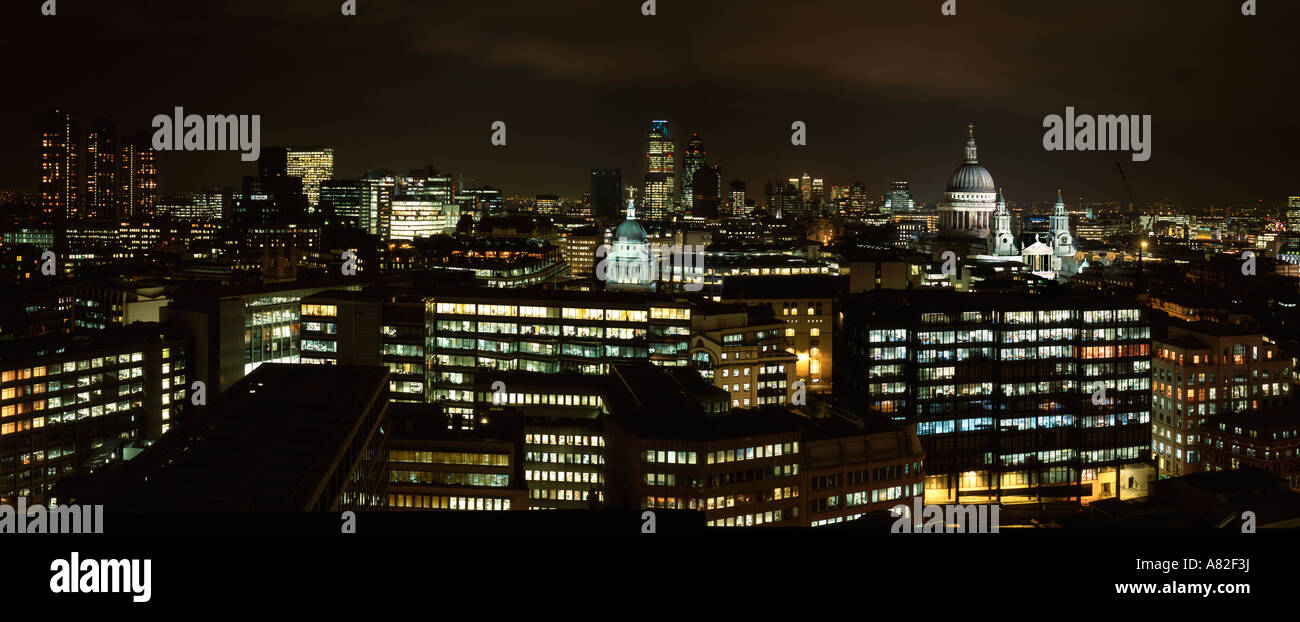 high level wide angle pnoramic shot of city of london Stock Photo