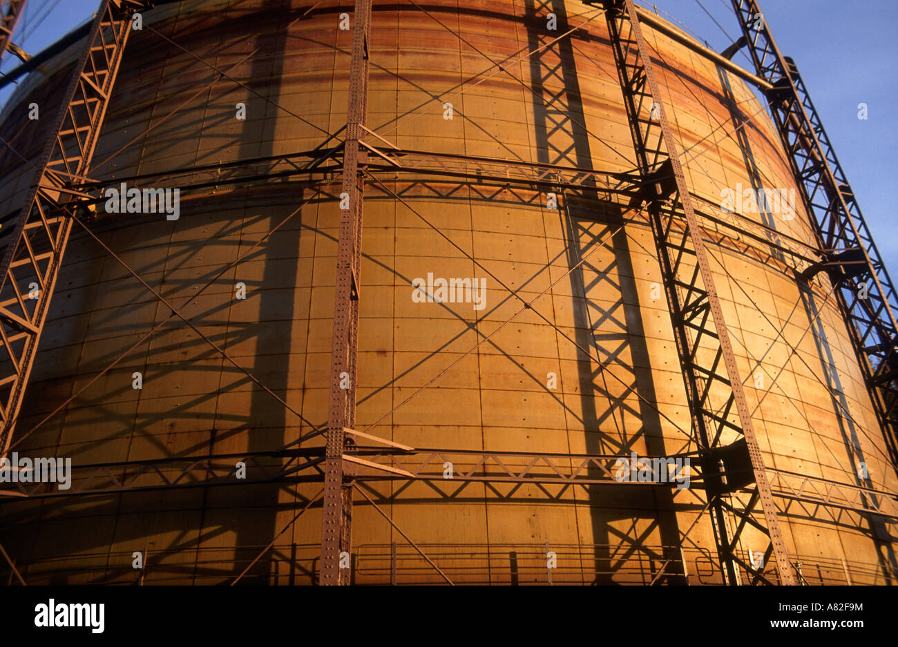 Detail of gas holder in Poole, Dorset Stock Photo Alamy