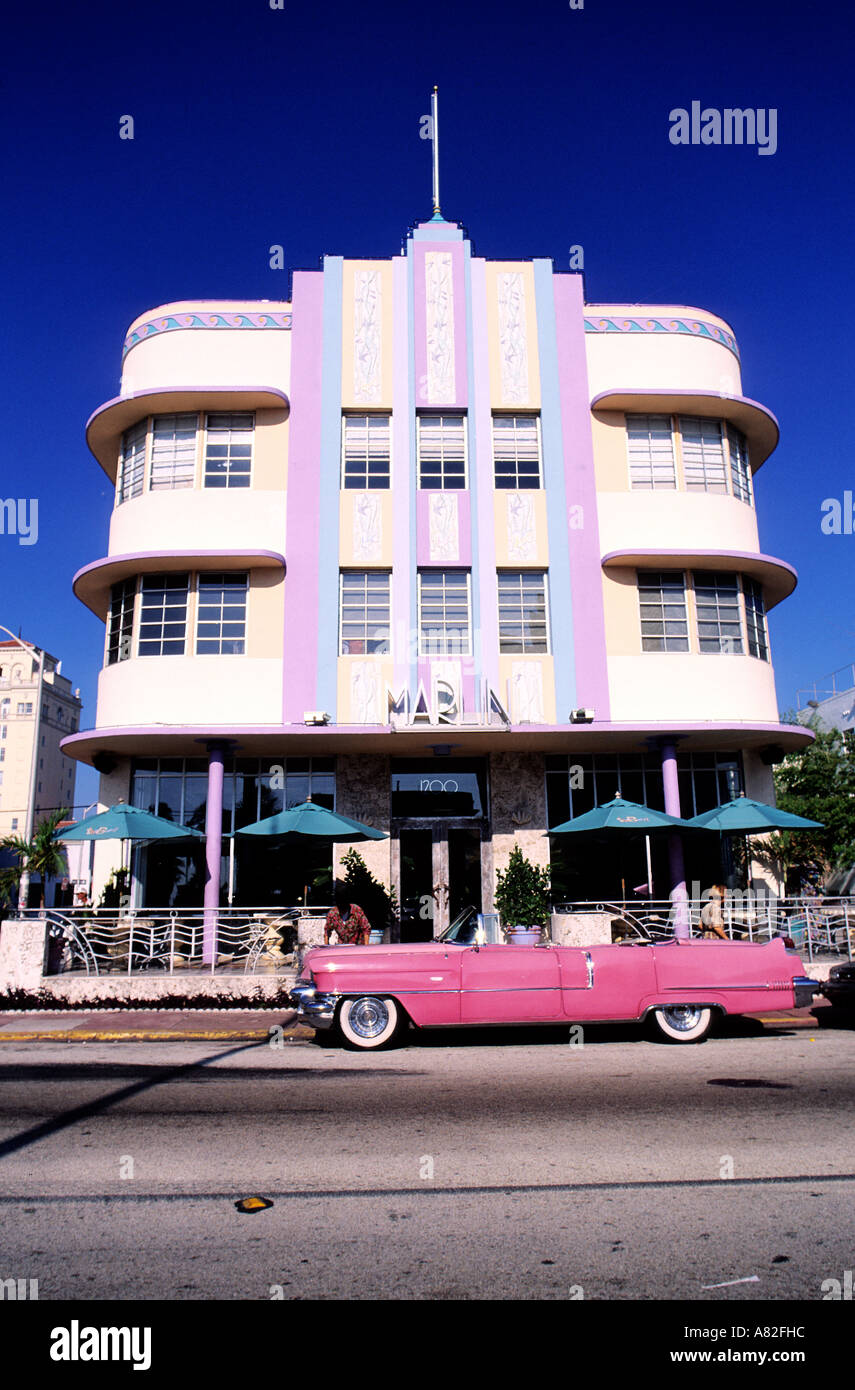 United States, Florida, Miami city, Marlin Hotel, Art Deco district ...