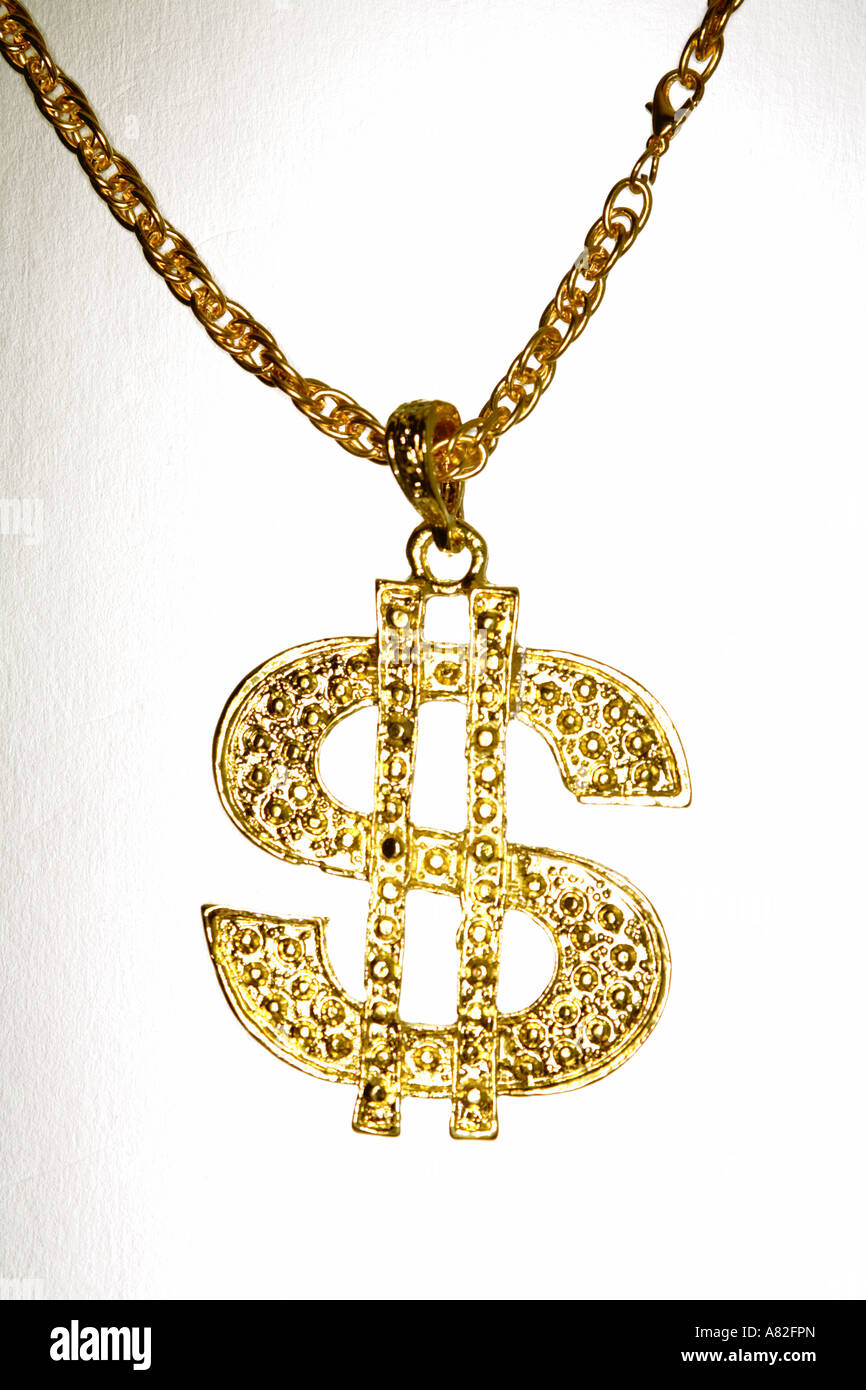 Fake Gold Chain 90s Hip Hop Costume Kit S, Grillz, Dollar Sign