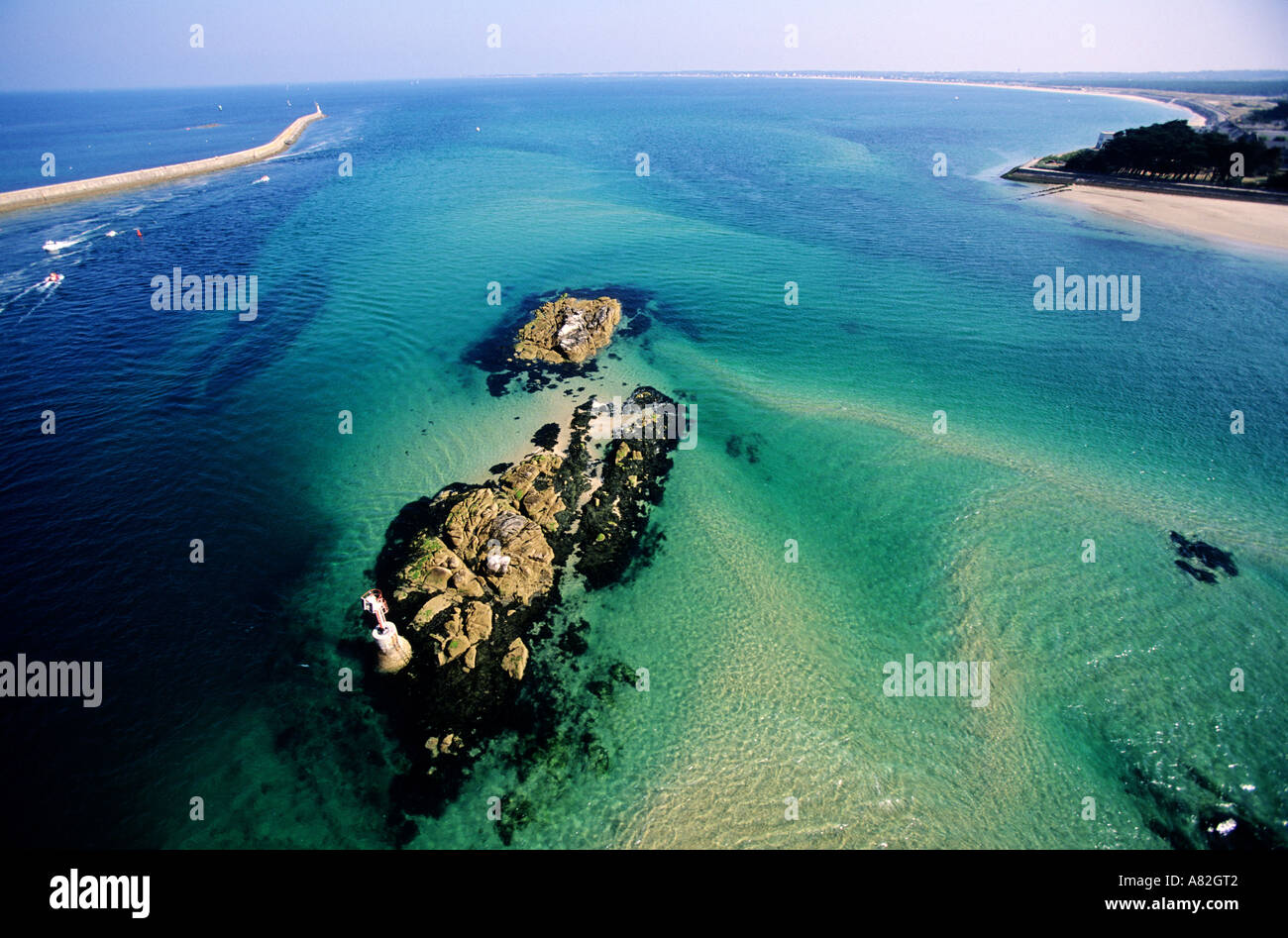 France, Loire-Atlantique (44) Guérande Peninsula, the coast near Le Croisic village (aerial view) Stock Photo