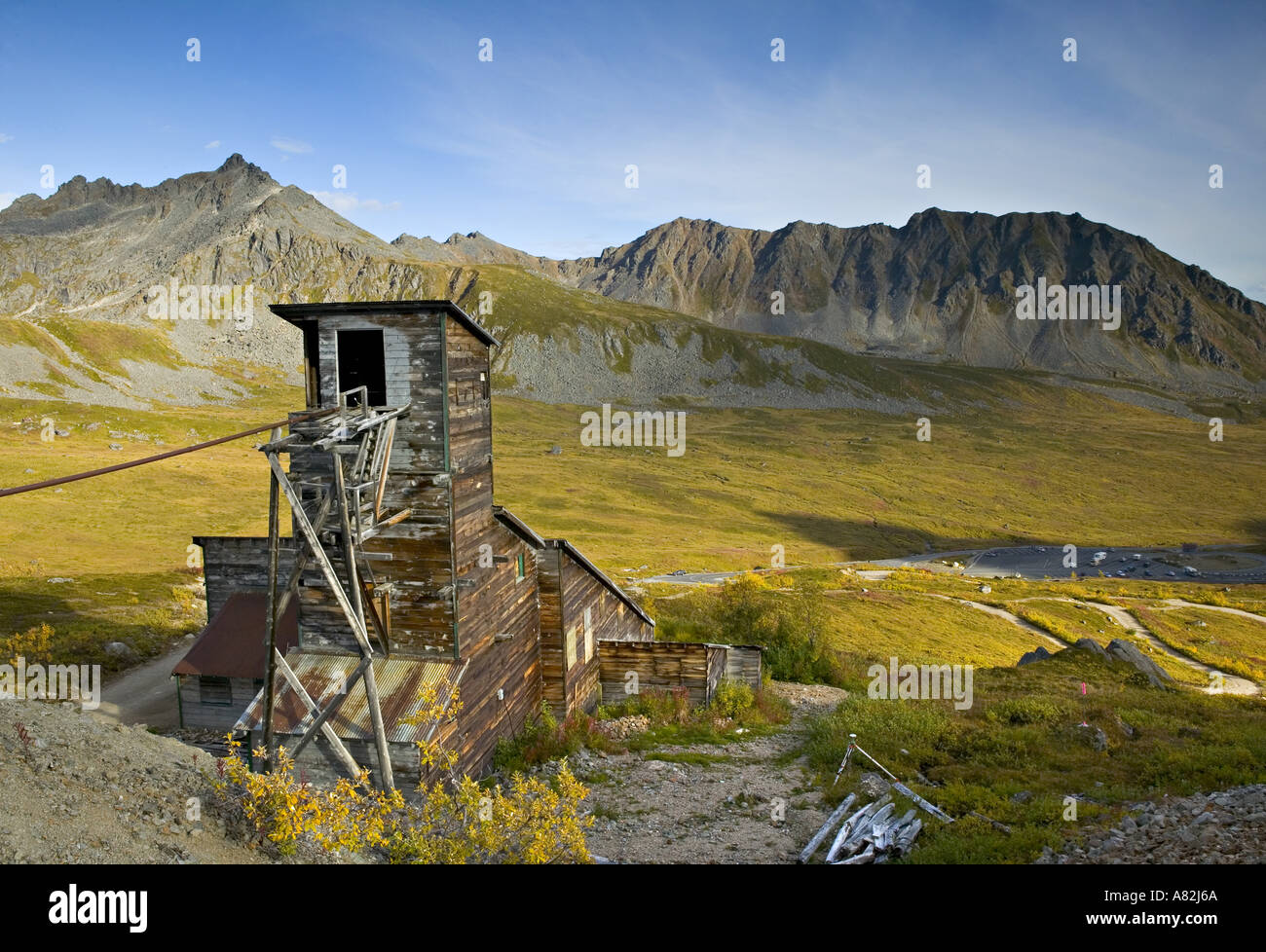 Independence mine abandoned gold mine hatcher pass alaska usa stock
