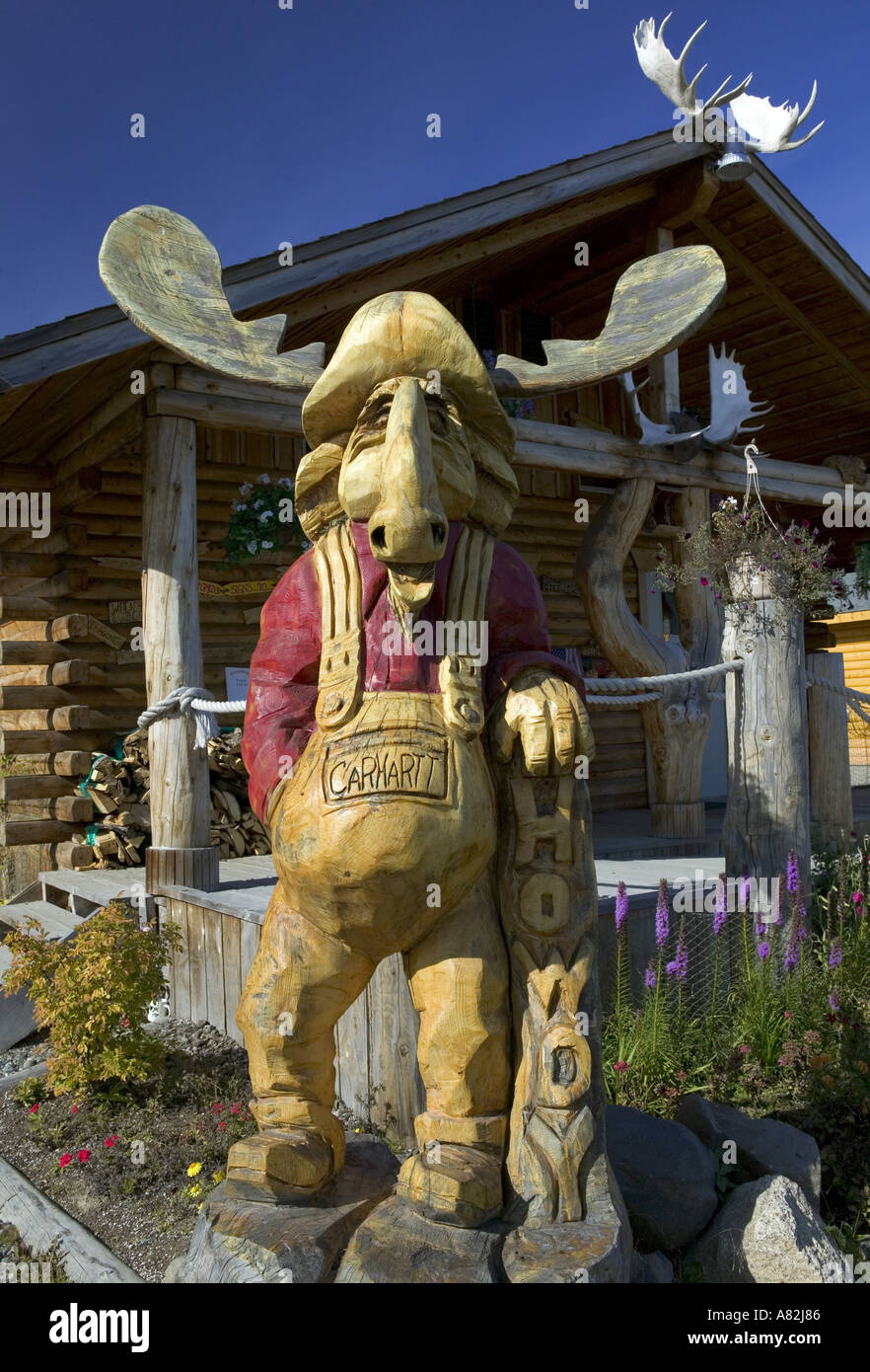 Woodcarving shop, Soldotna, Kenai Peninsula, Alaska, USA Stock Photo