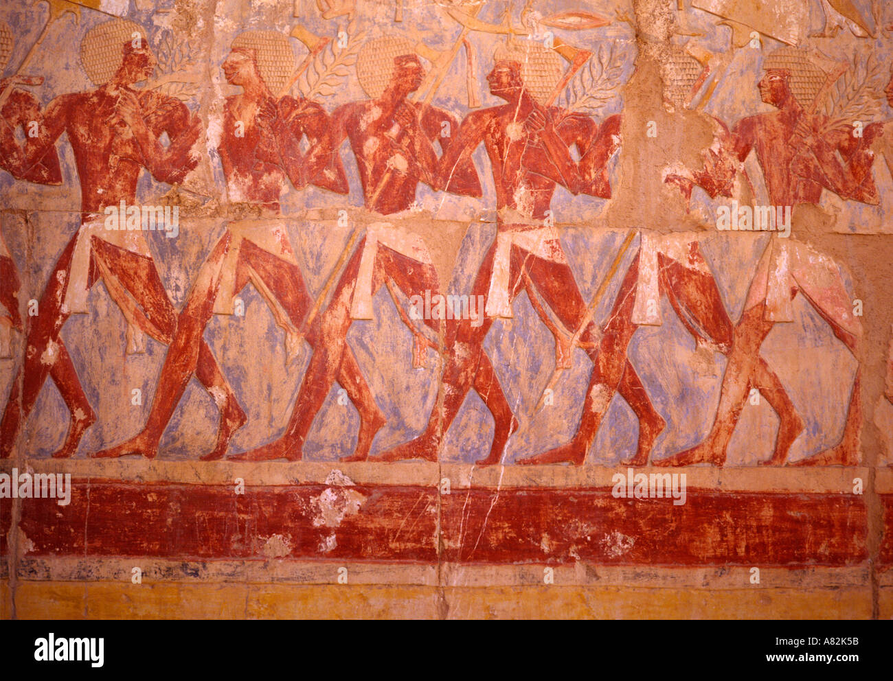 Egypt Luxor wall paintings in Hapshepsuts tomb Stock Photo