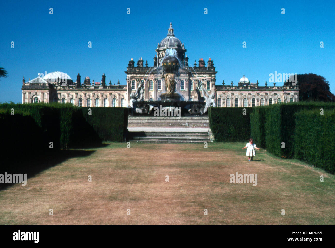 Castle Howard and Atlas fountain Malton North Yorkshire Stock Photo