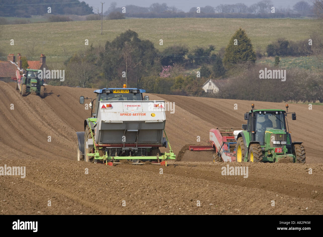 Potato Planting Norfolk April UK Stock Photo Alamy