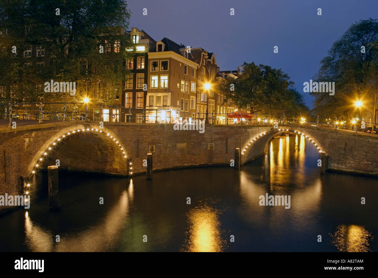 Amsterdam Gracht at twilight Stock Photo