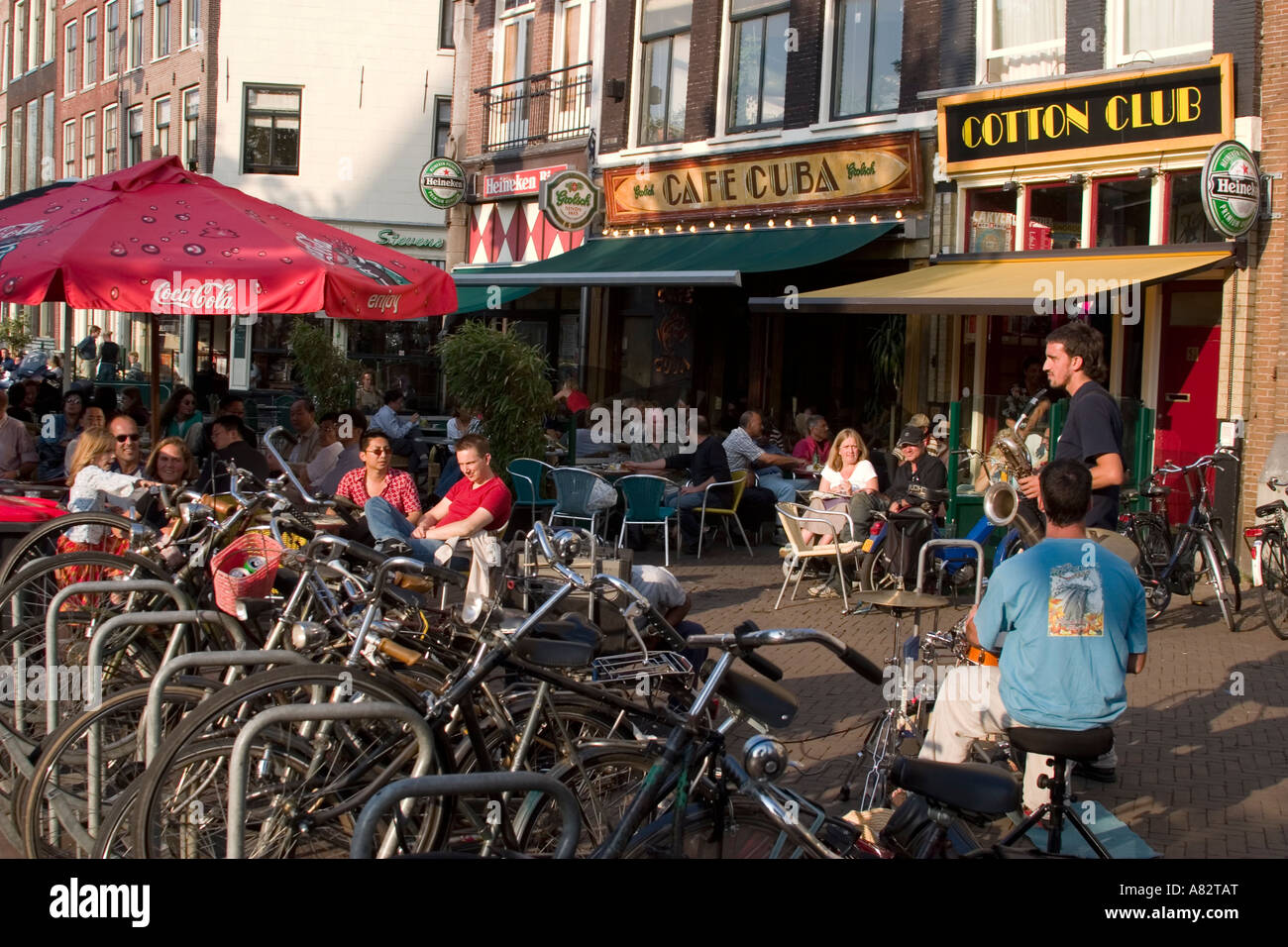 Amsterdam street cafe Cafe Cuba cotton club Stock Photo