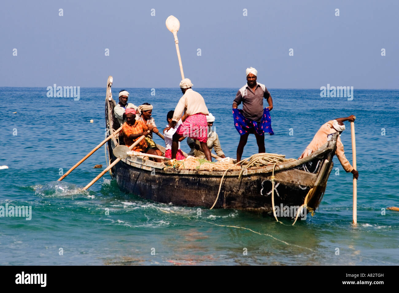 India Kerala Kovallam fishermen Stock Photo