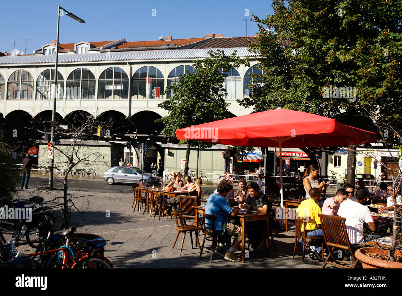 Berlin Kreuzberg Bar Cafe Hannibal outdoors near Goerlitzer tube station Stock Photo