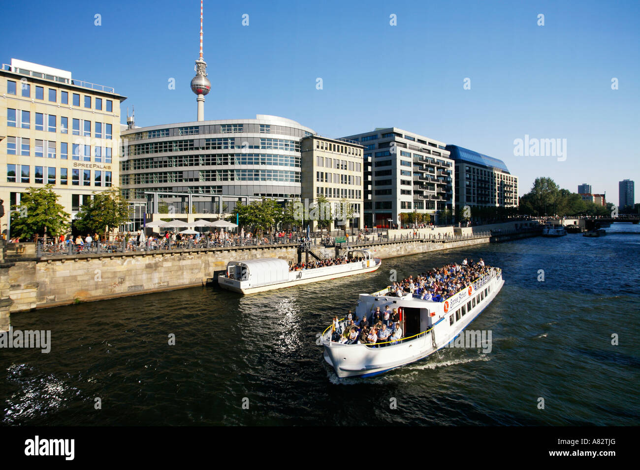 Berlin Spree tour boat Spreepalais Alex Stock Photo
