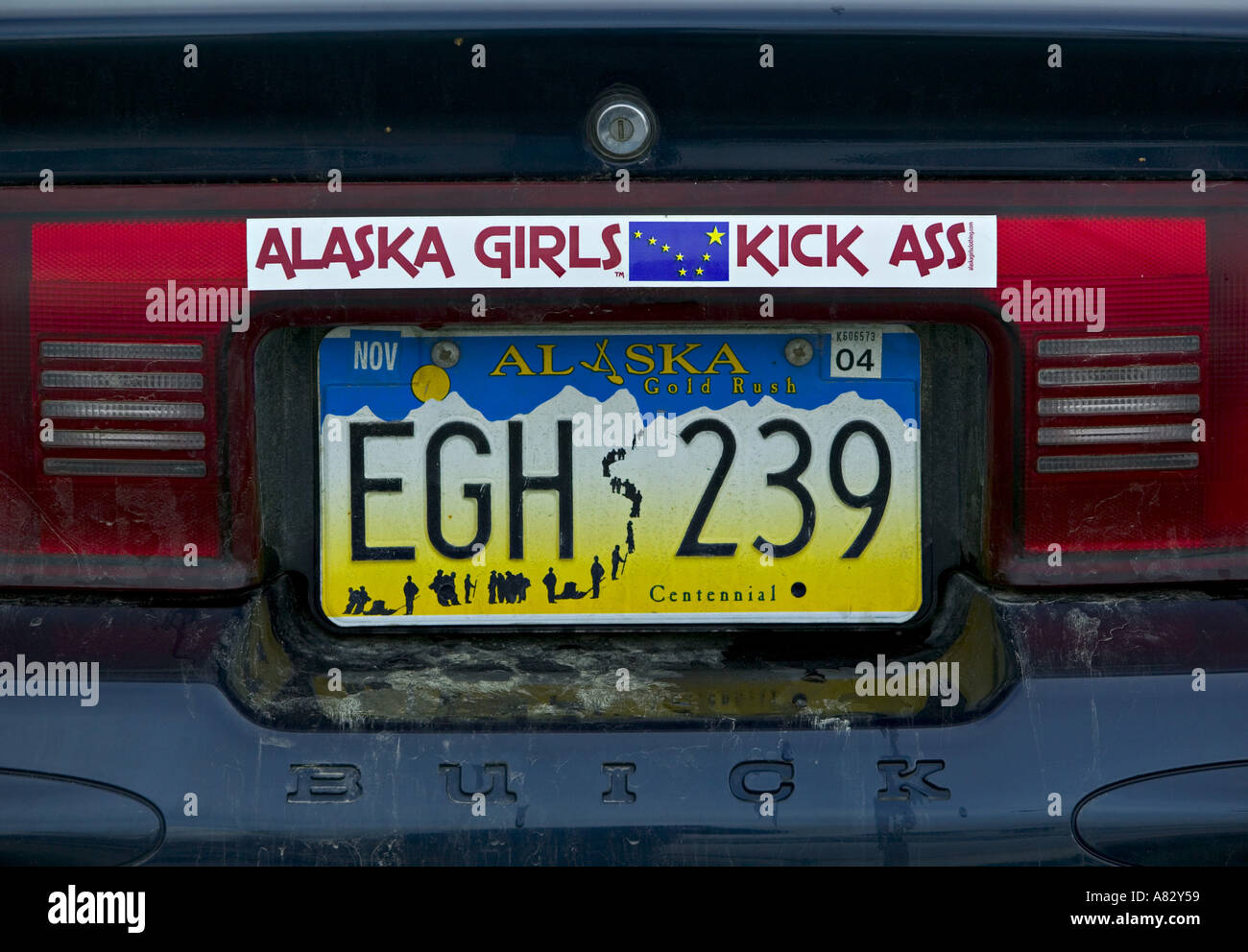Registration plate on car, Alaska, USA Stock Photo