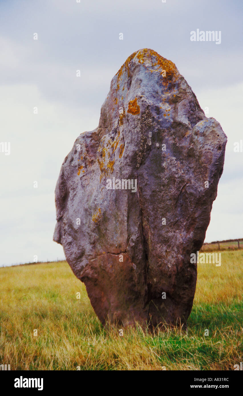 Standing Stone in West Kennet Avenue in Avebury in England Stock Photo