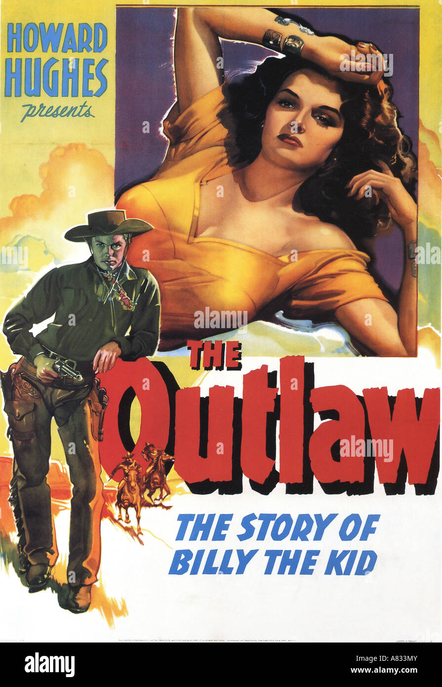 THE OUTLAW - poster for 1943 Howard Hughes film with Jane Russell Stock Photo