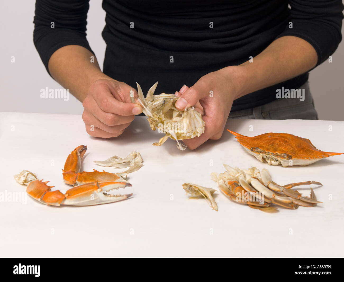 One of a series of photos demonstrating proper way to eat steamed