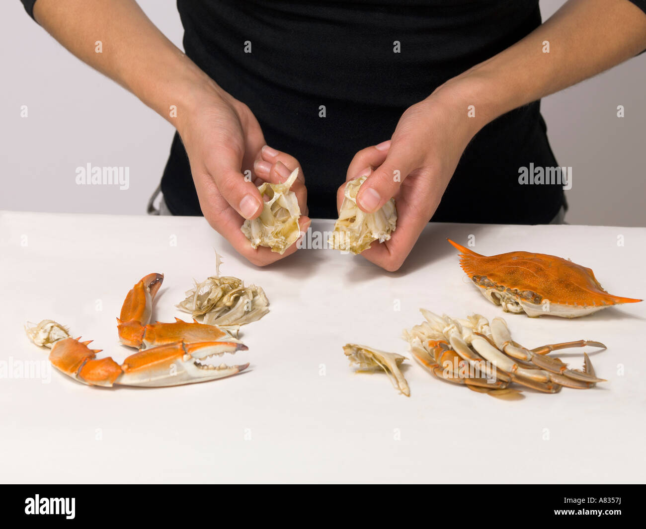 One of a series of photos demonstrating proper way to eat steamed