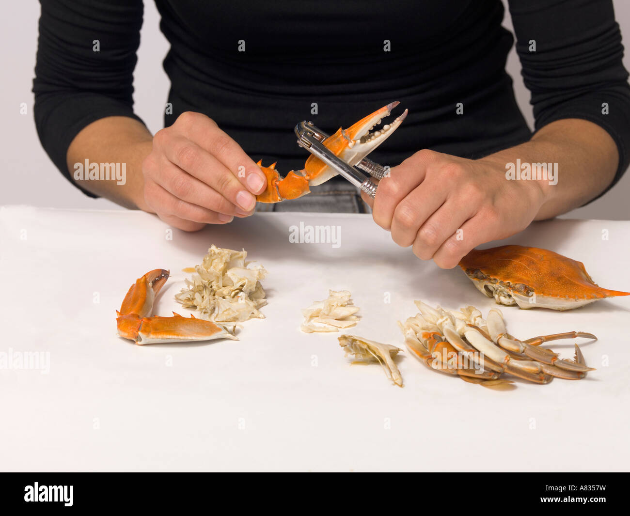 One of a series of photos demonstrating proper way to eat steamed