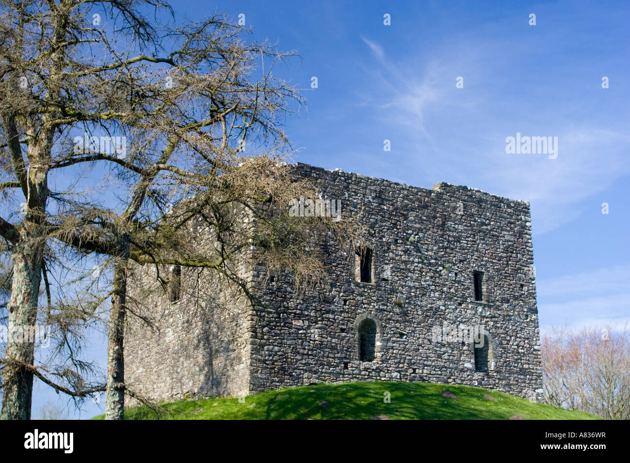 Lydford castle and former Gaol House at Lydford Village Devon UK Stock