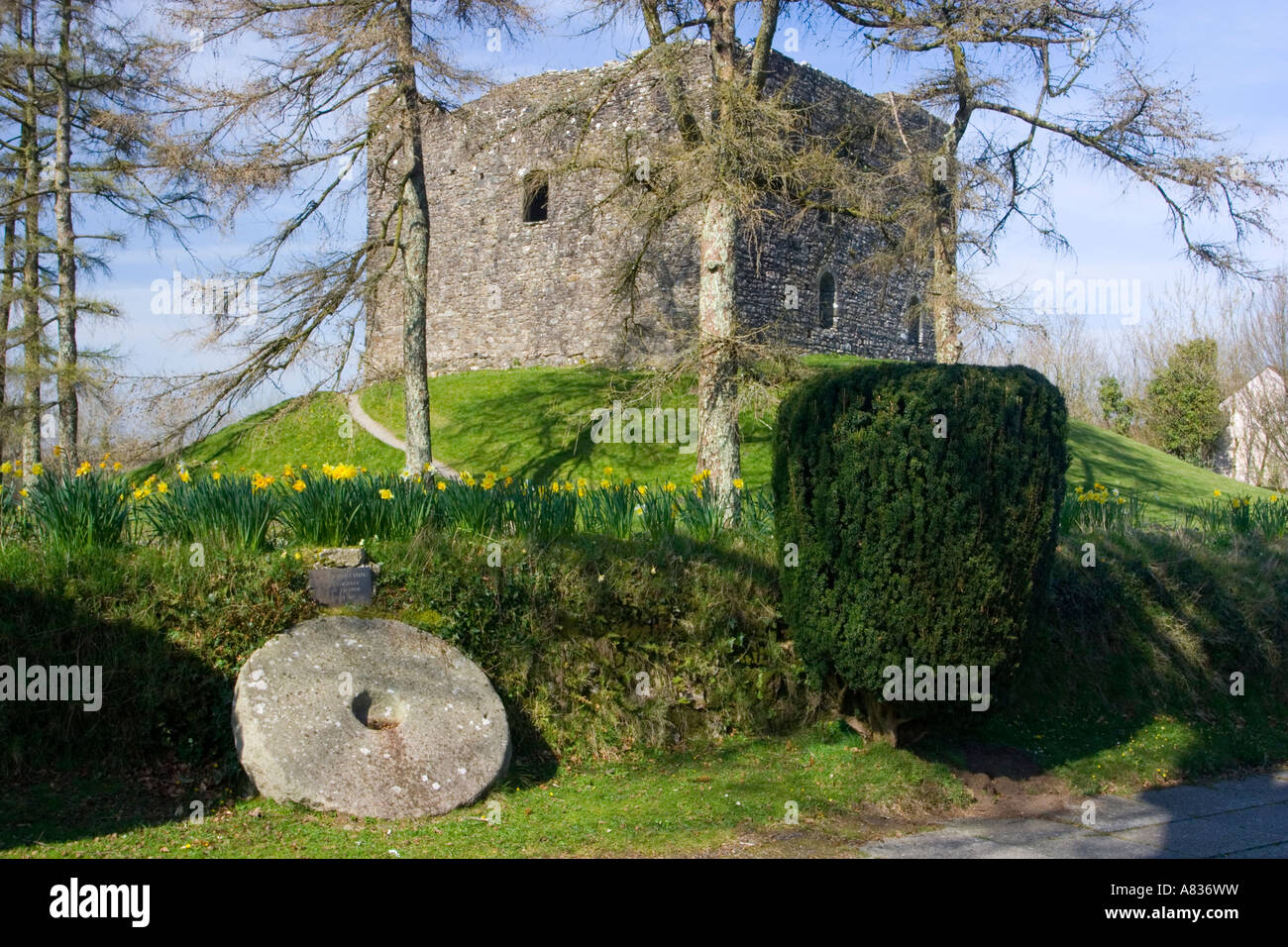Lydford castle and former Gaol House at Lydford Village Devon UK Stock Photo