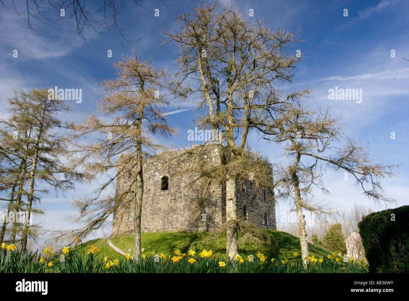Lydford castle and former Gaol House at Lydford Village Devon UK Stock Photo