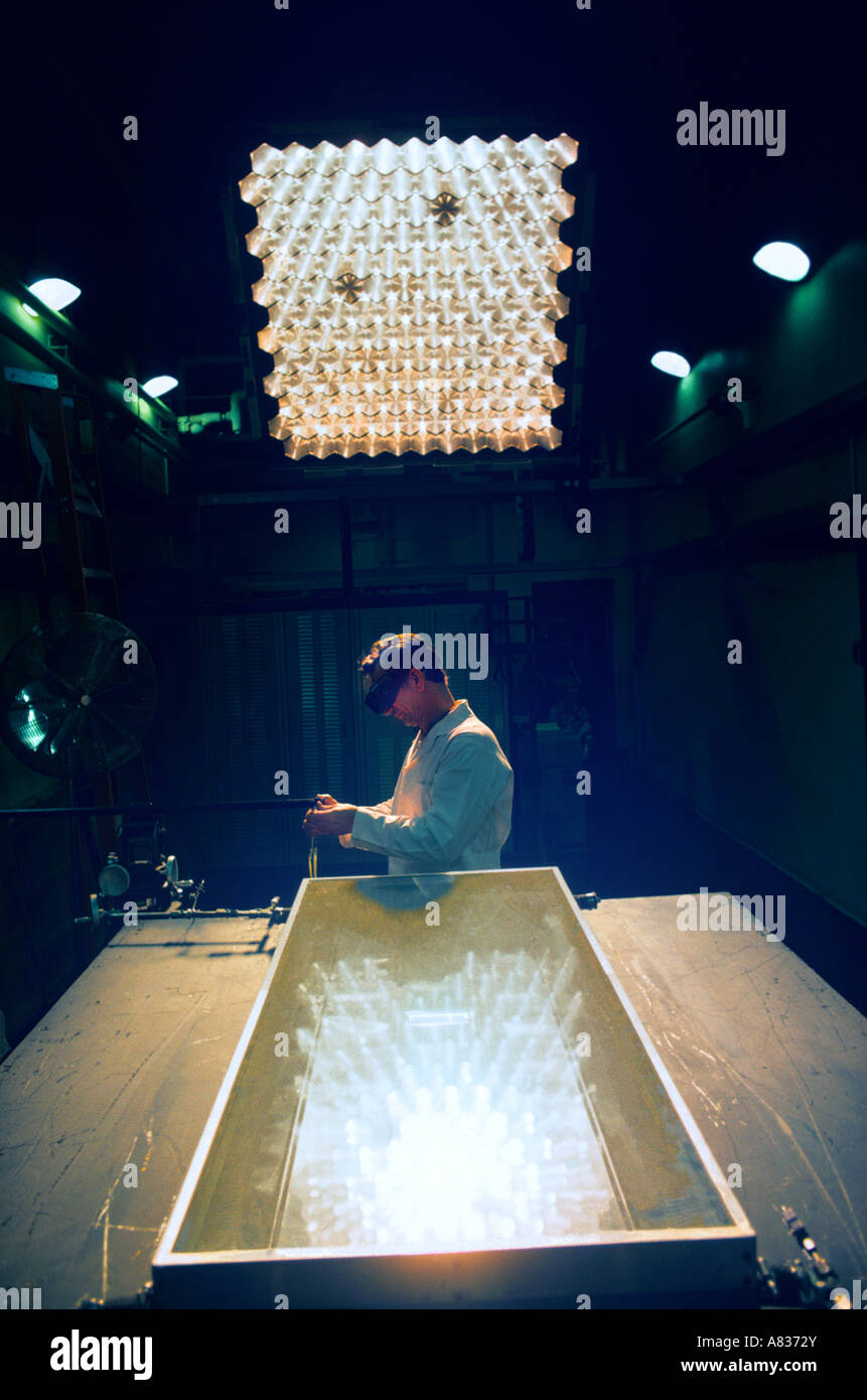 Scientists create artificial sunlight to conduct solar energy research at a NASA laboratory at